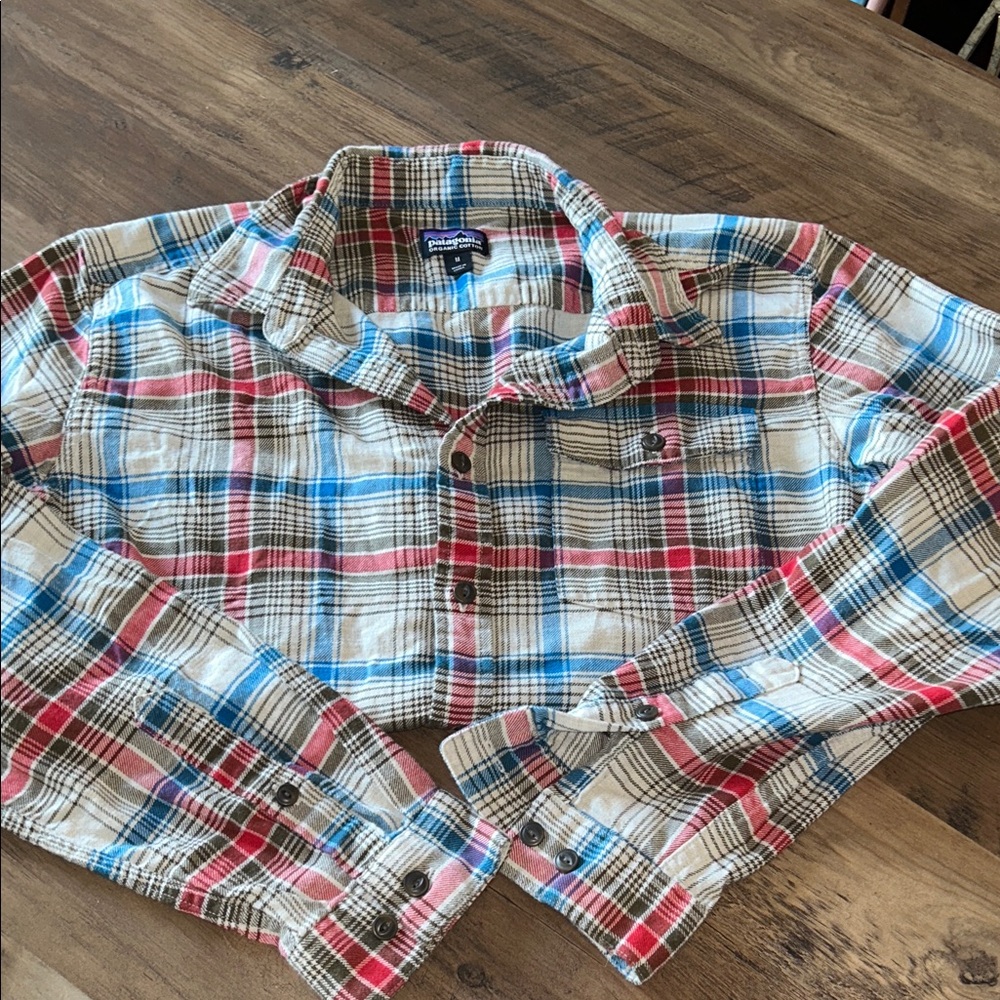 Patagonia Red and Blue Plaid Button Down Shirt